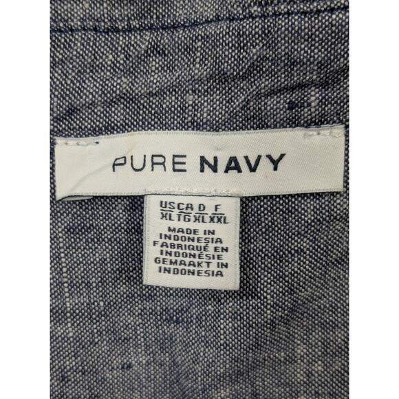Pure Navy Dress XL 100% Linen Pockets Lagenlook Casual Beachy Shirtdress Button - Picture 4 of 13